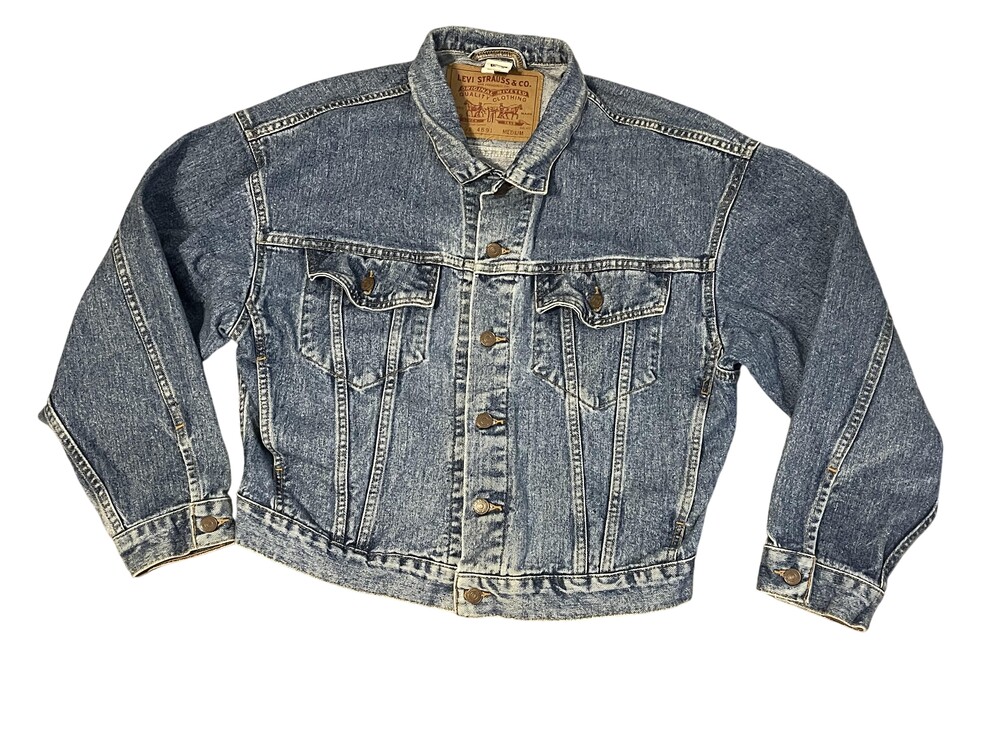 Levi's Denim Jacket Mens Medium Blue 70598-4891 Button Front Bomber Trucker